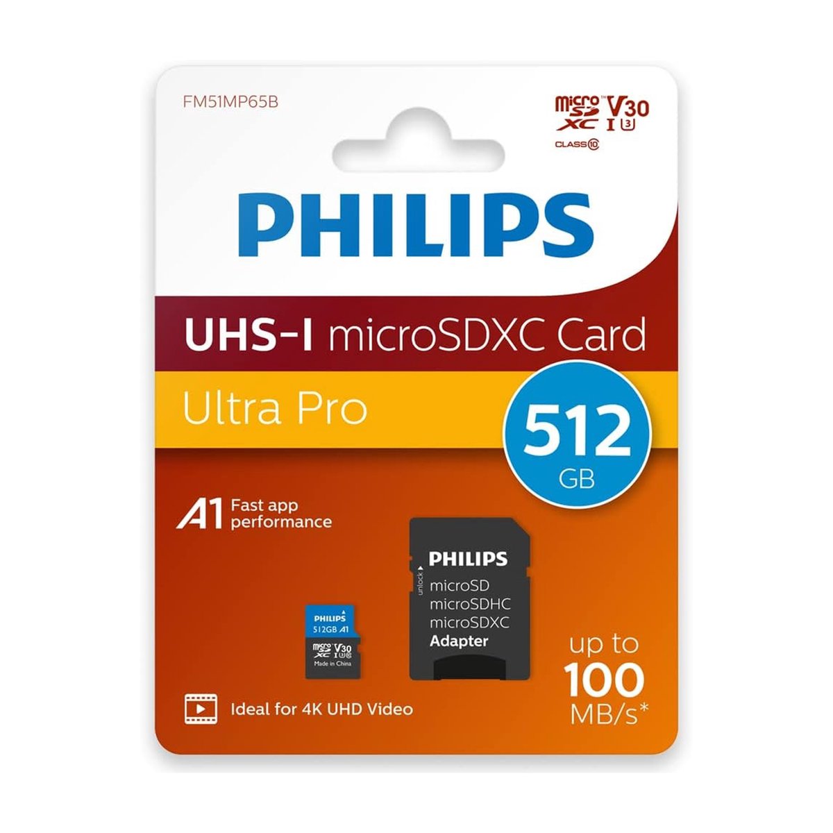 Philips Ultra Pro FM51MP65B/00 Class 10 UHS-I U3 A1 V30 512 GB Micro SD Kart