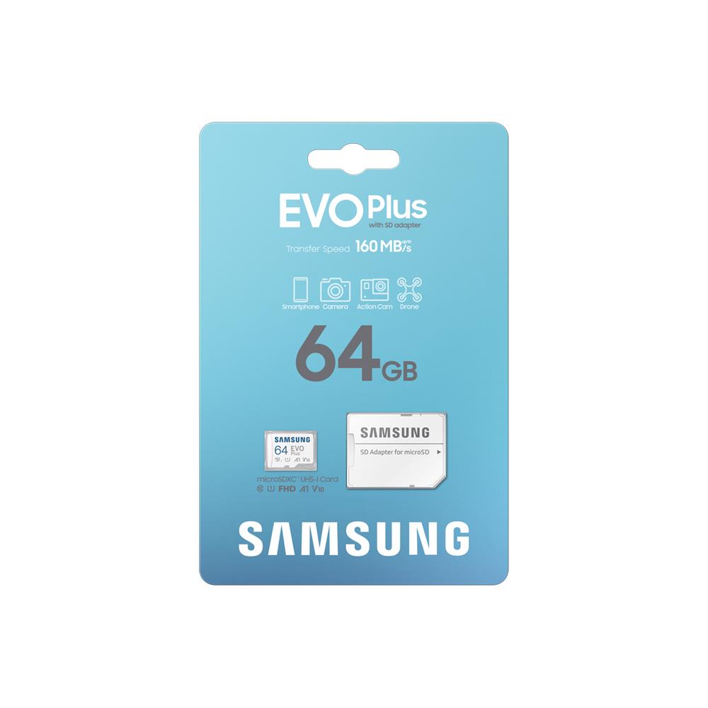 Samsung Evo Plus MB-MC64SA/TR Class 10 UHS-I U1 A1 V10 64 GB Micro SD Kart