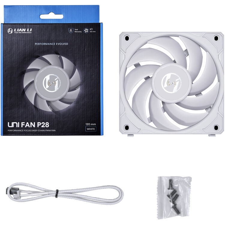 Lian Li UF-P28120-1W 120mm 2600RPM Yüksek Performanslı Tekli Kasa Fanı, Beyaz