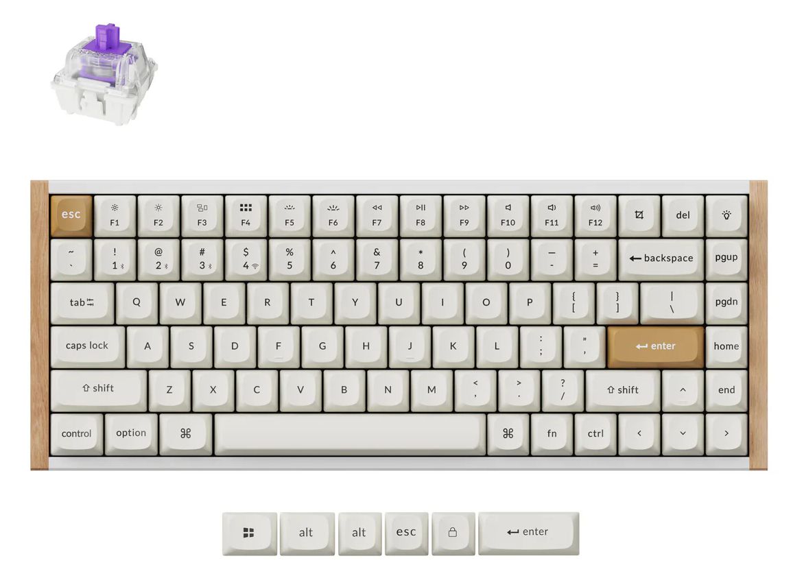 Keychron K2 HE K2H-Q1-TR Special Edition RGB TR Manyetik Switch Kablosuz Ahşap Kenarlı Klavye, Beyaz