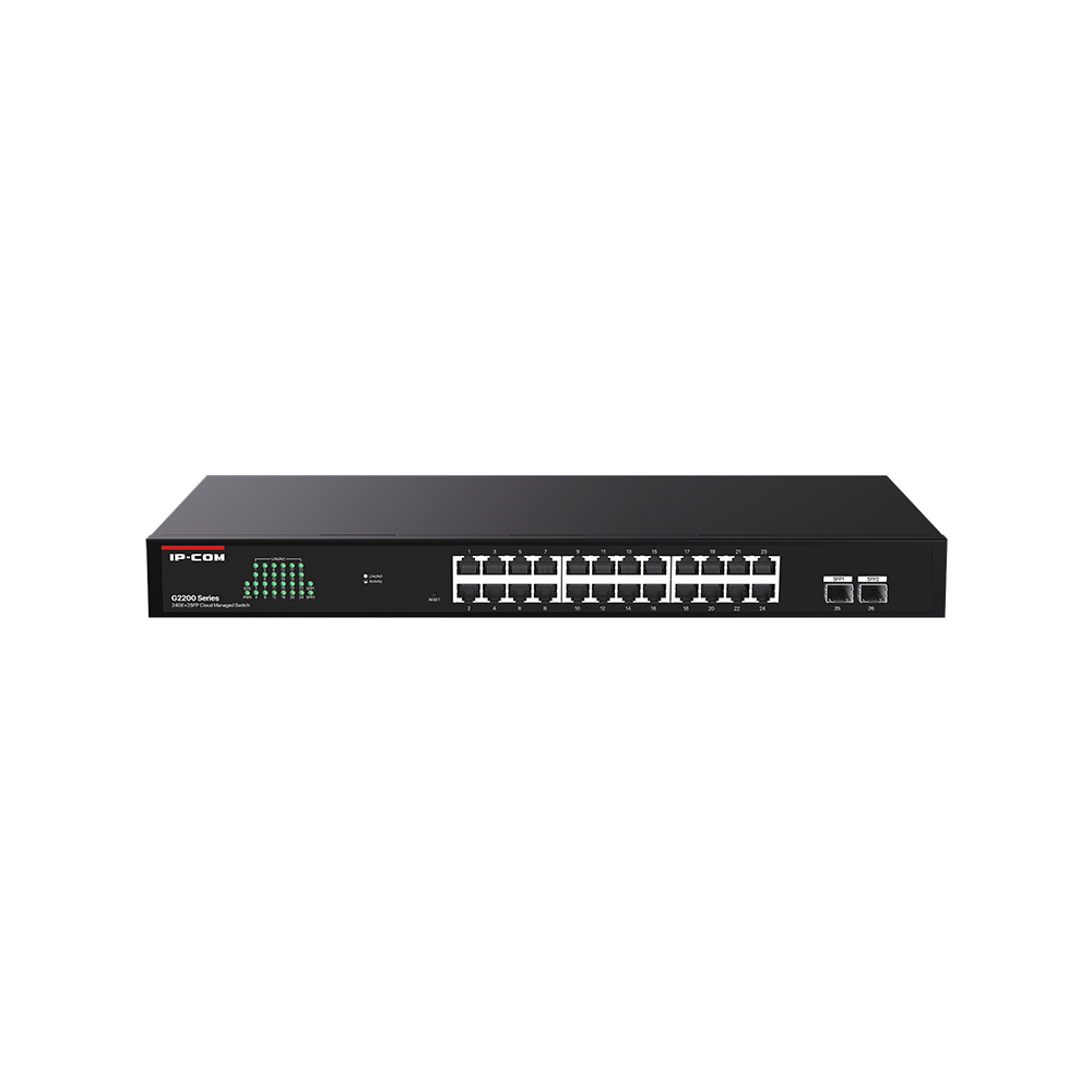 IP-Com G2226F 24 Port Gigabit + 2XSFP Uplink Cloud Yönetilebilir Rackmount Switch