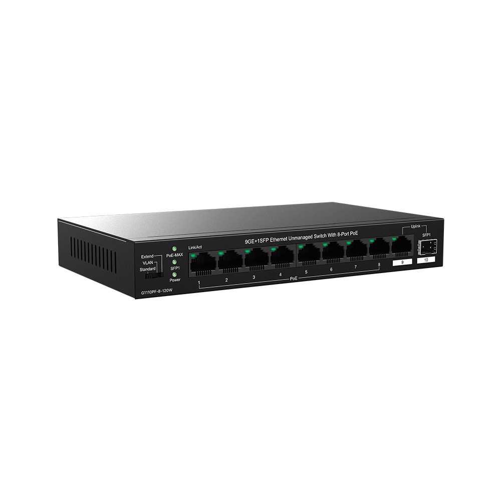 IP-Com G1110PF-8-120W 9GE+1SFP 8 Portlu Gigabit PoE Ethernet Switch