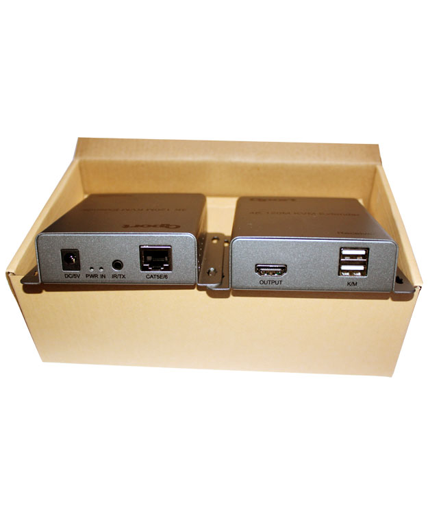 Qport Q-HEX5 KVM CAT6 120 Metre 4K HDMI Çoğaltıcı 2li Set Receiver Transmitter