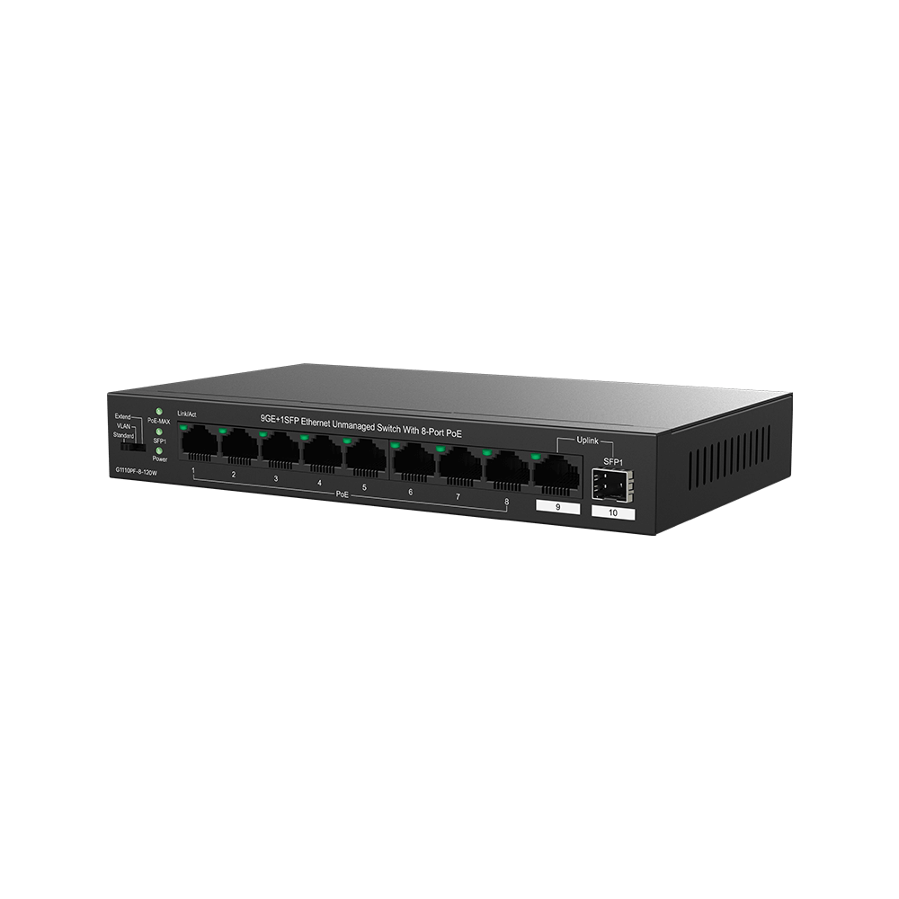IP-Com G1110PF-8-120W 9GE+1SFP 8 Portlu Gigabit PoE Ethernet Switch