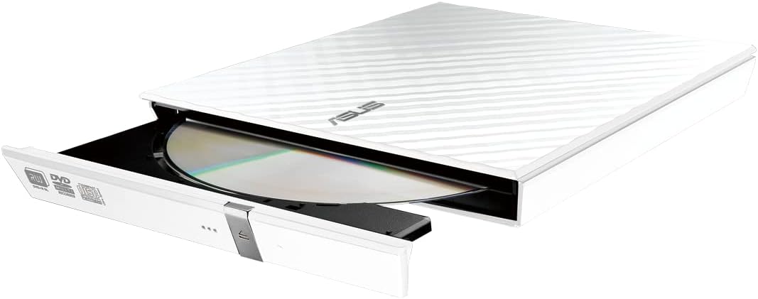 Asus SDRW-08D2S-U USB Bağlantılı Harici Ultra Slim DVD Yazıcı, Beyaz