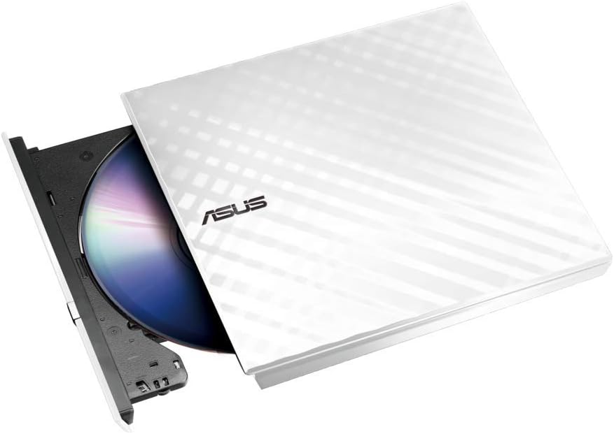 Asus SDRW-08D2S-U USB Bağlantılı Harici Ultra Slim DVD Yazıcı, Beyaz