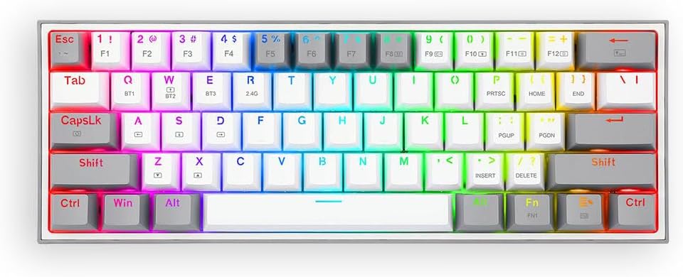 Redragon K616 Fizz Pro RGB Red Switch TR Kablosuz Mekanik Oyuncu Klavyesi, Gri Beyaz