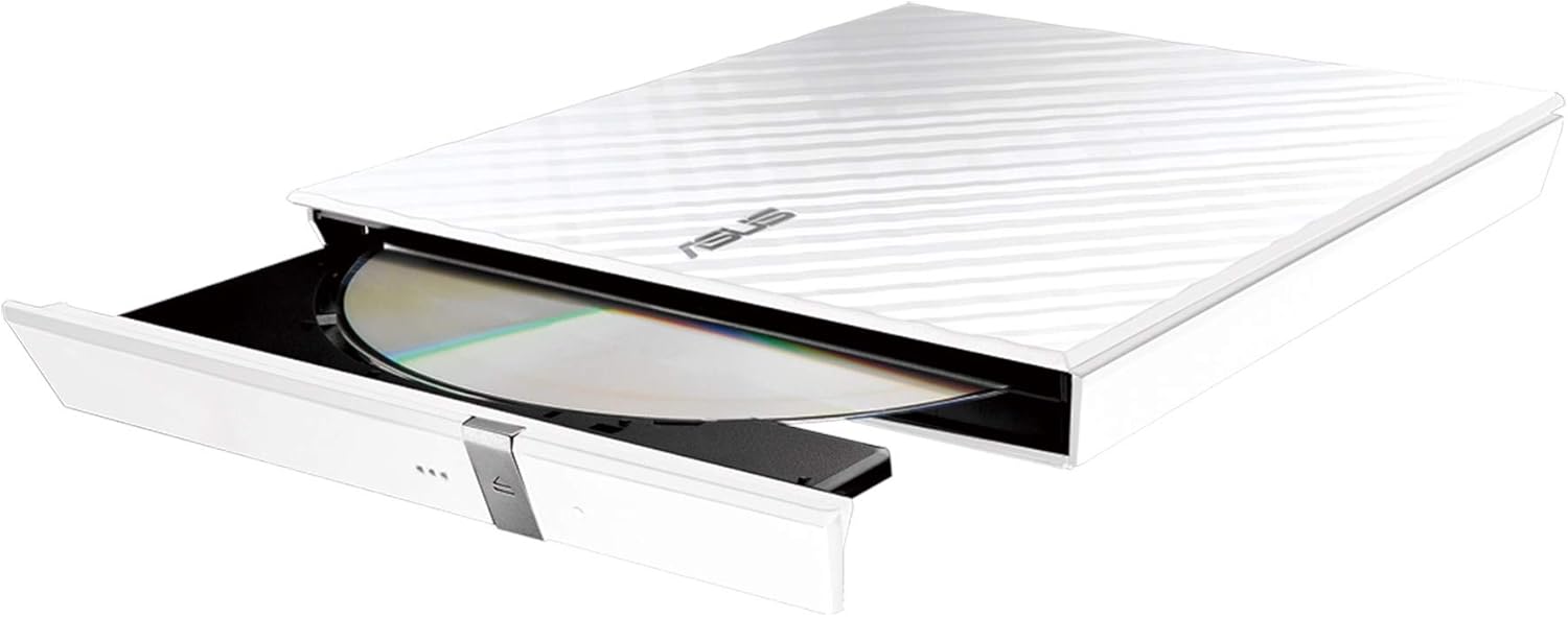 Asus SDRW-08D2S-U USB Bağlantılı Harici Ultra Slim DVD Yazıcı, Beyaz