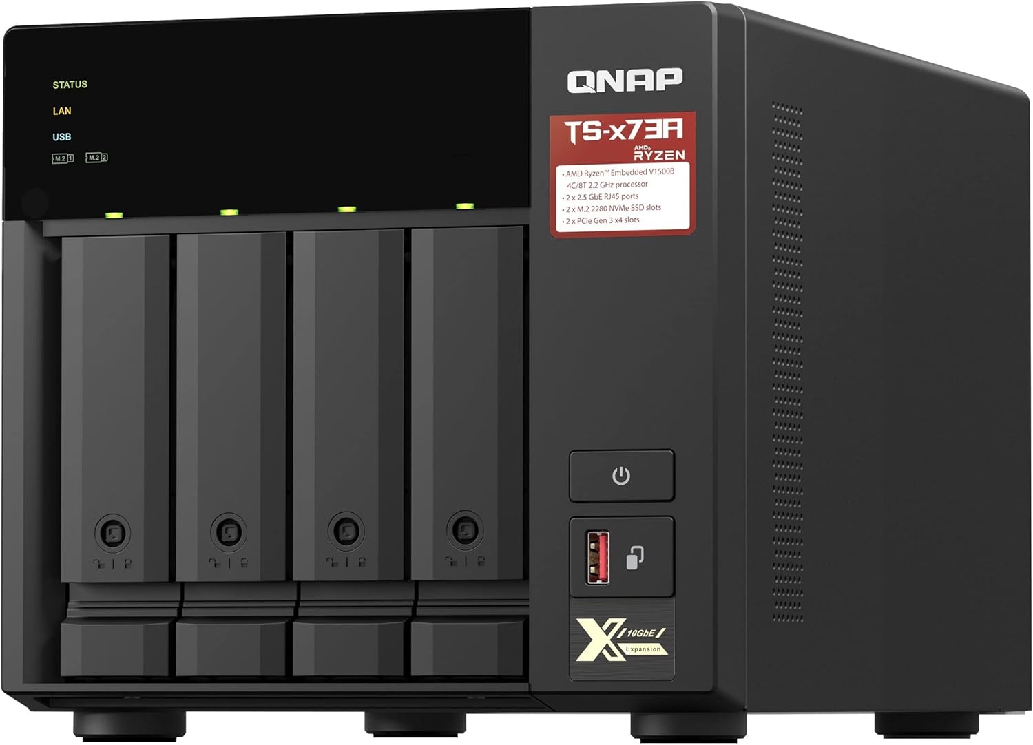 QNAP TS-473A 4 Yuvalı 8GB NAS Depolama Ünitesi AMD Ryzen V1500B 4 Bay 2.5GbE Network Depolama Sistemi