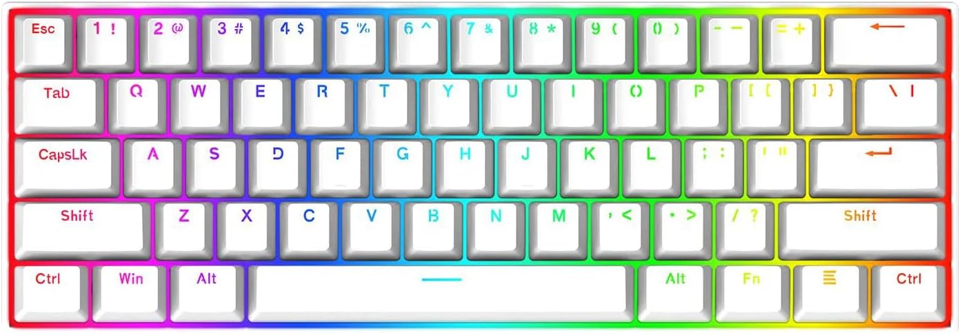 Redragon K630 Dragonborn RGB %60 TKL Blue Switch TR Kablolu Mekanik Oyuncu Klavyesi, Beyaz