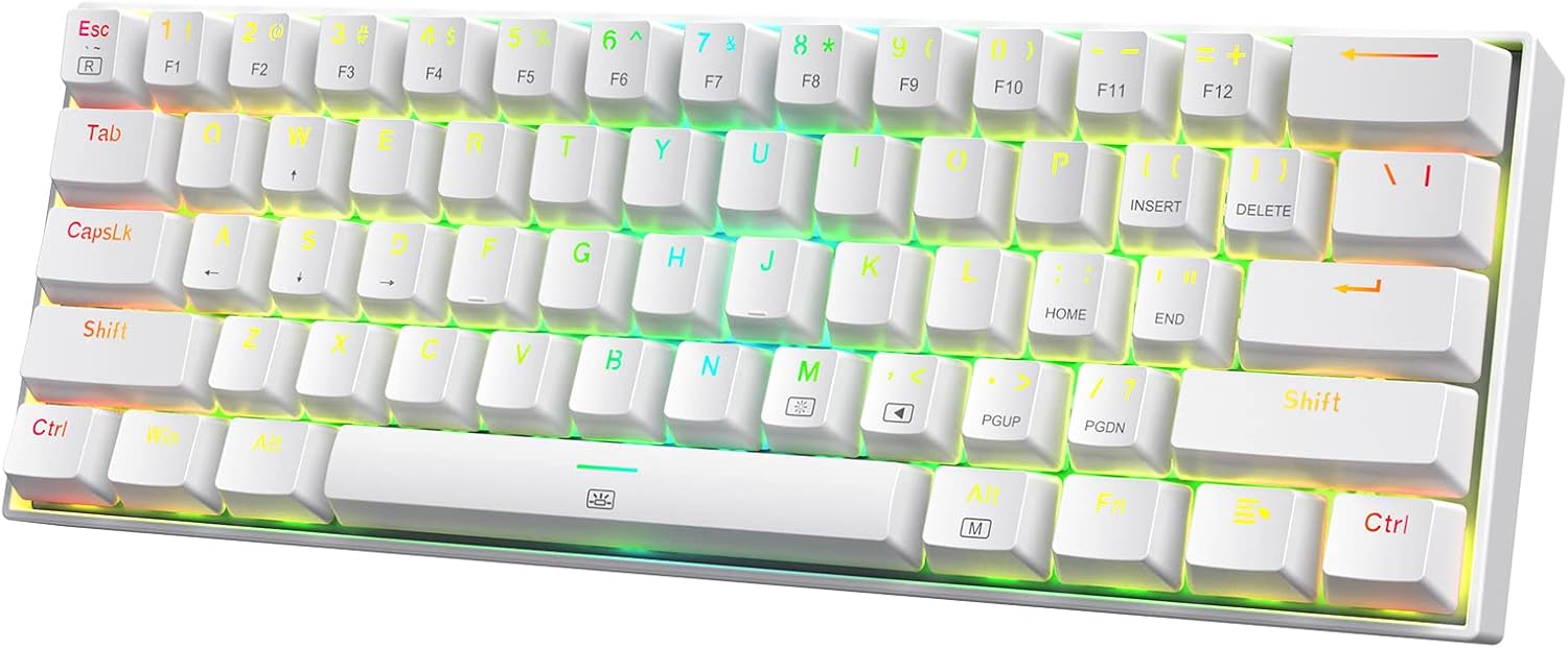 Redragon K630 Dragonborn RGB %60 TKL Blue Switch TR Kablolu Mekanik Oyuncu Klavyesi, Beyaz
