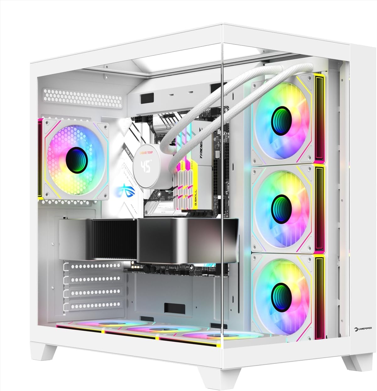 GamePower Warcry TopGlass 650W 4xARGB Temperli Cam ATX Gaming Oyuncu Kasası, Beyaz