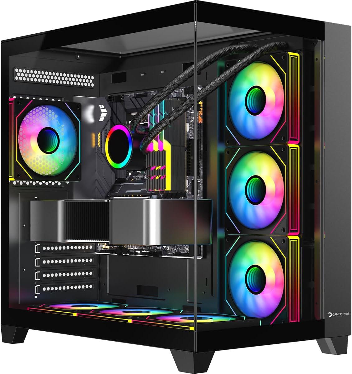 GamePower Warcry TopGlass 750W 4xARGB Temperli Cam ATX Gaming Oyuncu Kasa, Siyah