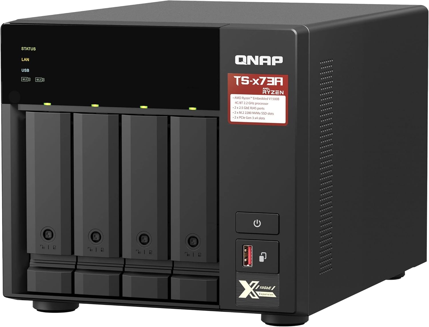 QNAP TS-473A 4 Yuvalı 8GB NAS Depolama Ünitesi AMD Ryzen V1500B 4 Bay 2.5GbE Network Depolama Sistemi