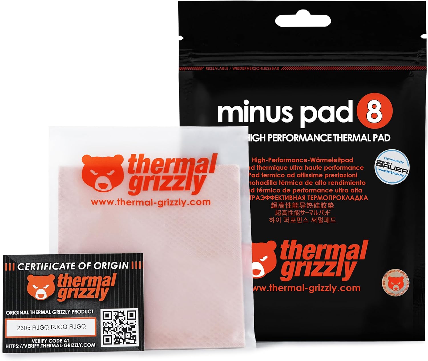 Thermal Grizzly TG-MP8-100-100-10-1R Minus Pad 8 100x 100x 1,0 mm Thermal Pad