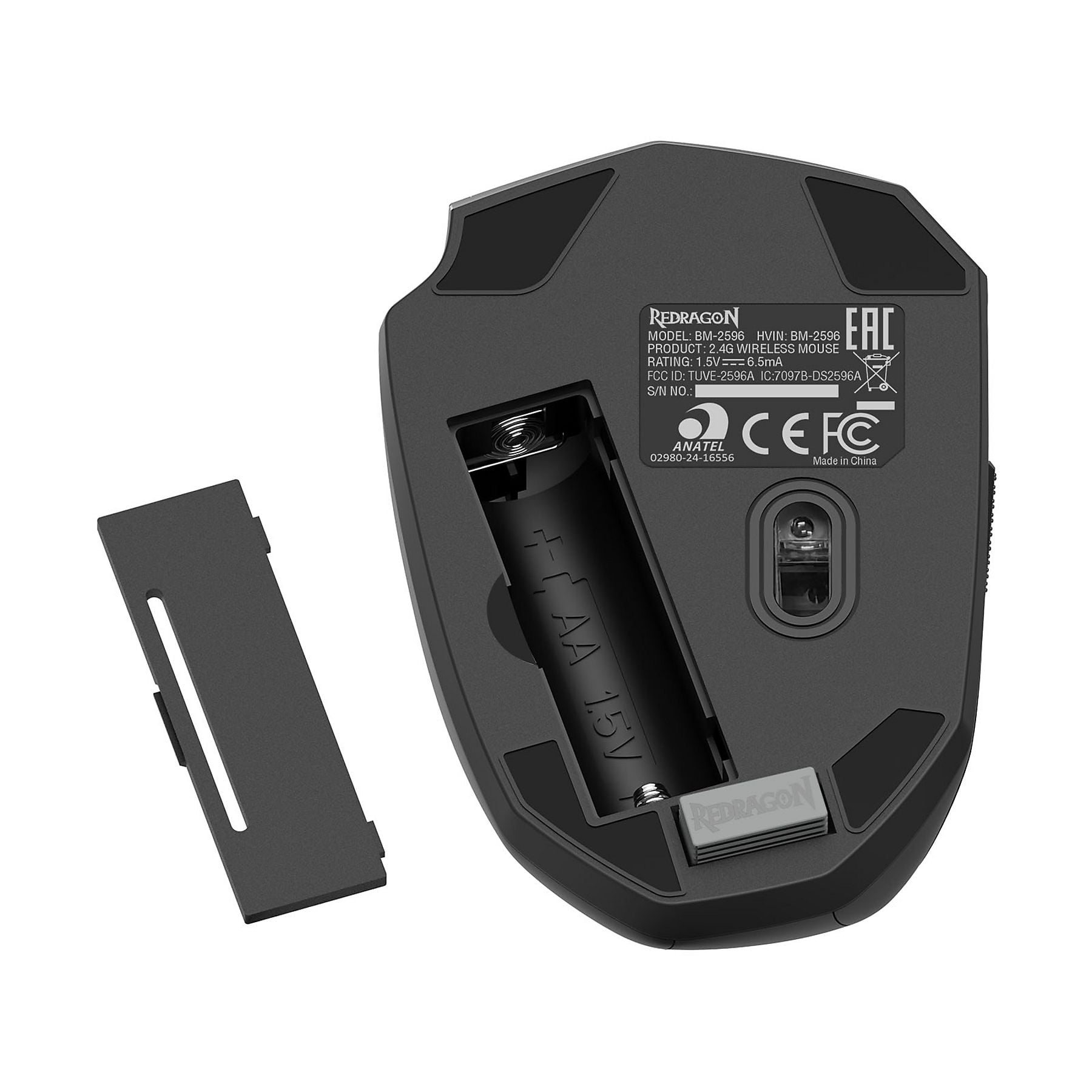 Redragon BM-2596 2,4 Ghz 1600 DPI Ergonomik Optik Kablosuz Oyuncu Mouse, Siyah