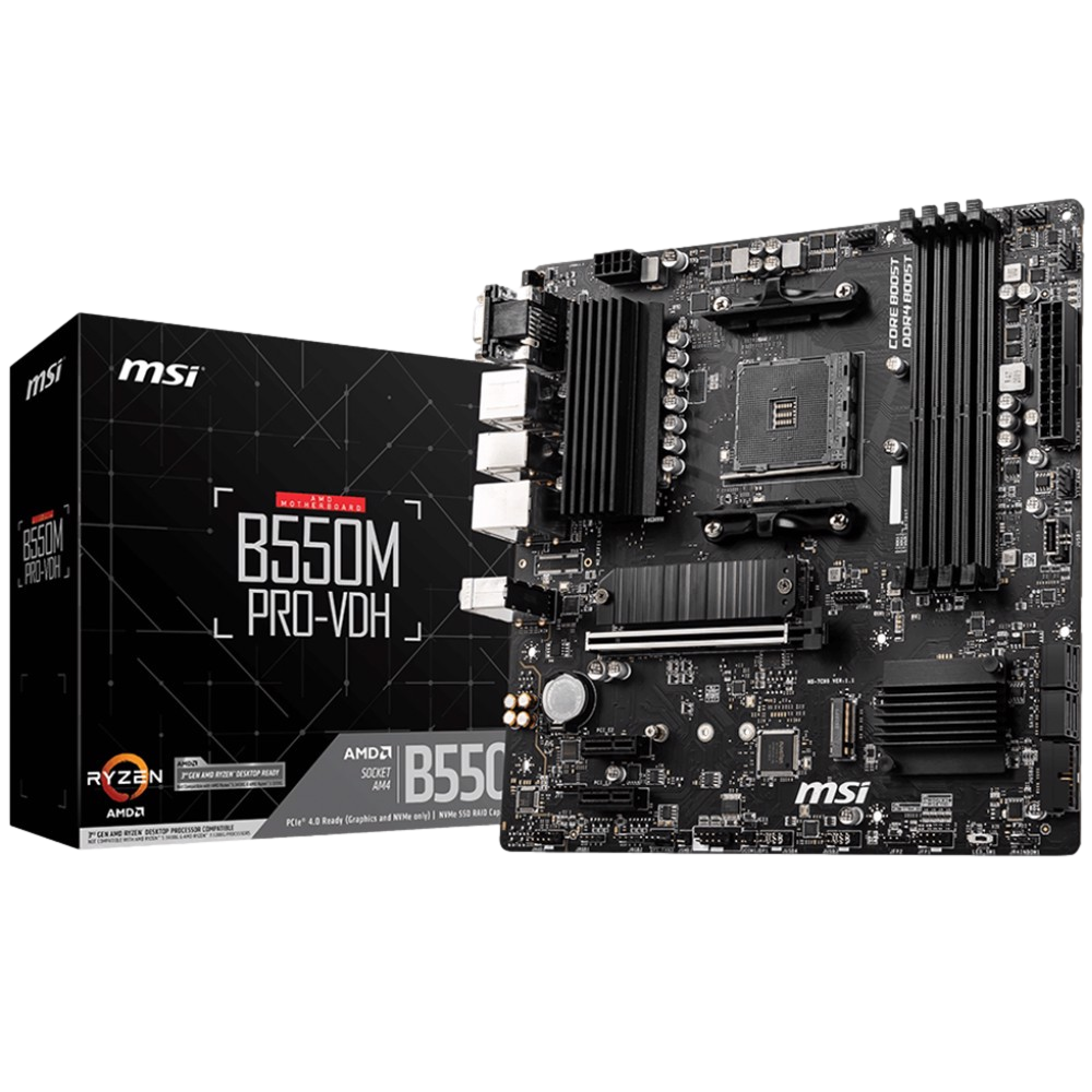 MSI B550M PRO-VDH AMD B550 Soket AM4 DDR4 4400(OC)MHz mATX Gaming Anakart