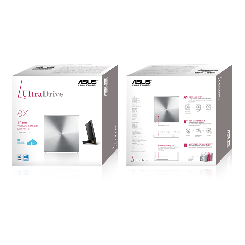 ASUS SDRW-08U5S-U ZenDrive Harici Slim DVD-RW USB 2.0 M-DISC 8X Destekli Optik Sürücü