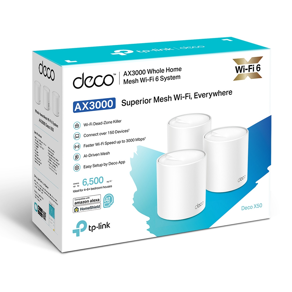 TP-Link Deco X50-3P AX3000 Wi-Fi 6 Mesh Sistem 3lü Paket 2402Mbps + 574Mbps