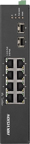 Hikvision DS-3T0510HP-E/HS 8 Portlu Gigabit PoE+ Uyumlu Yönetilmeyen Endüstriyel Switch