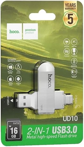 Hoco UD10 16GB USB-A + Type C Döner Başlıklı Flash Bellek
