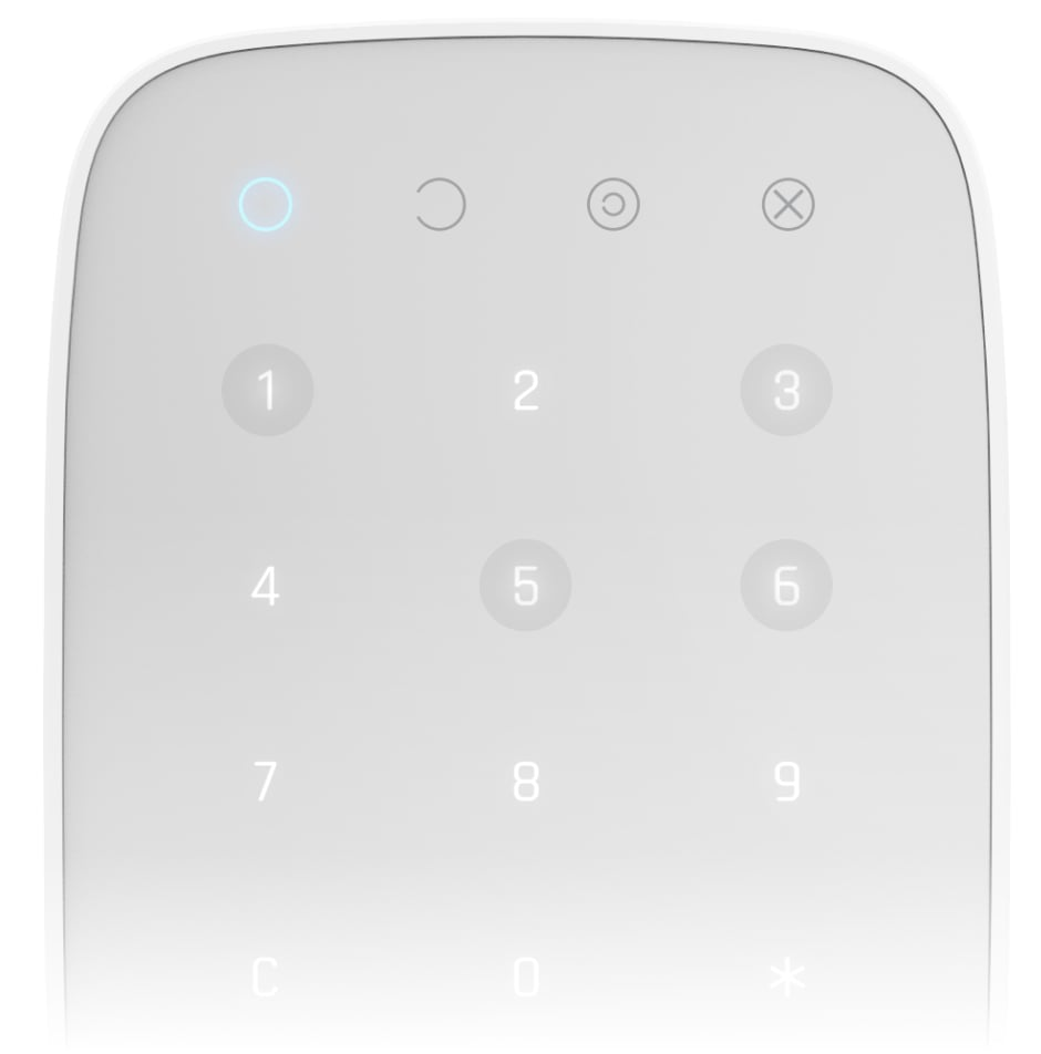 Ajax 91568.12.WH1 Kablosuz Dokunmatik Göstergeli Keypad, Beyaz