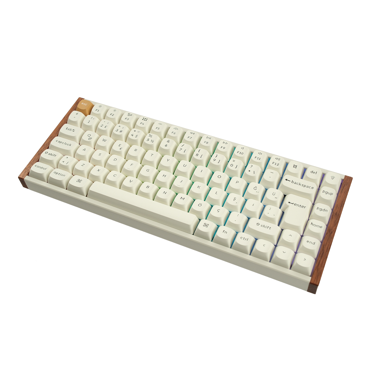 Keychron K2 HE K2H-Q1-TR Special Edition RGB TR Manyetik Switch Kablosuz Ahşap Kenarlı Klavye, Beyaz