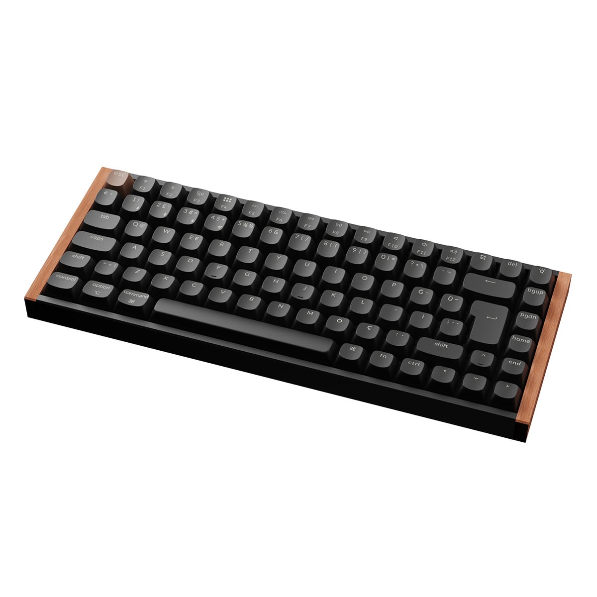 Keychron K2 HE K2H-F1-TR Special Edition RGB TR Manyetik Switch Kablosuz Ahşap Kenarlı Klavye, Siyah
