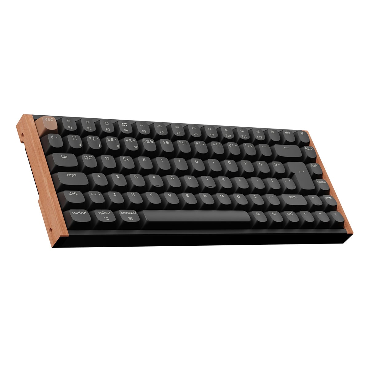 Keychron K2 HE K2H-F1-TR Special Edition RGB TR Manyetik Switch Kablosuz Ahşap Kenarlı Klavye, Siyah
