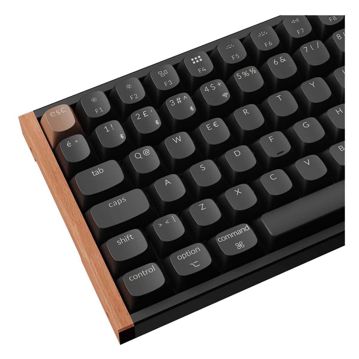 Keychron K2 HE K2H-F1-TR Special Edition RGB TR Manyetik Switch Kablosuz Ahşap Kenarlı Klavye, Siyah