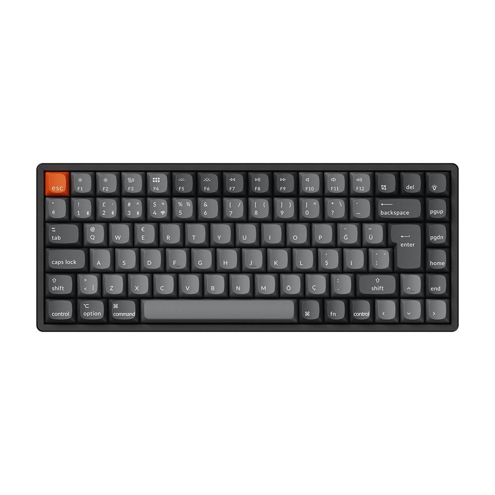 Keychron K2 Max K2M-J1-TR %75 RGB Red Switch Kablosuz TR Mekanik Karbon Gaming Klavye, Siyah