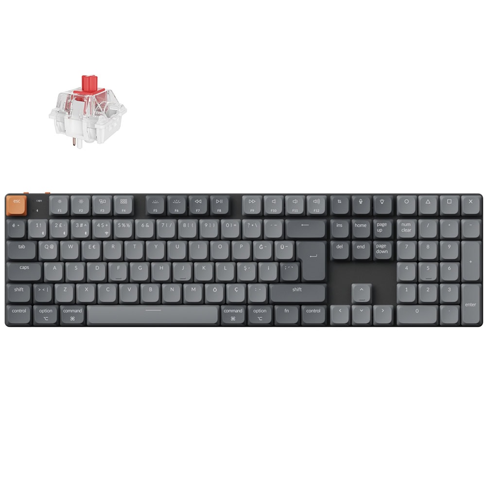 Keychron K5 Max K5M-H1-TR %100 RGB Red Switch Kablosuz TR Mekanik Karbon Siyah Gaming Klavye