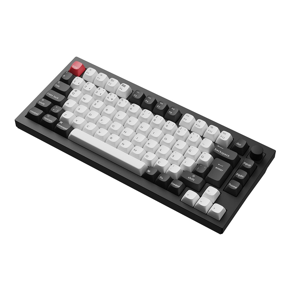 Keychron Q1H-M1-TR Q1 %75 RGB Manyetik Switch Kablosuz TR Gaming Klavye, Siyah Beyaz