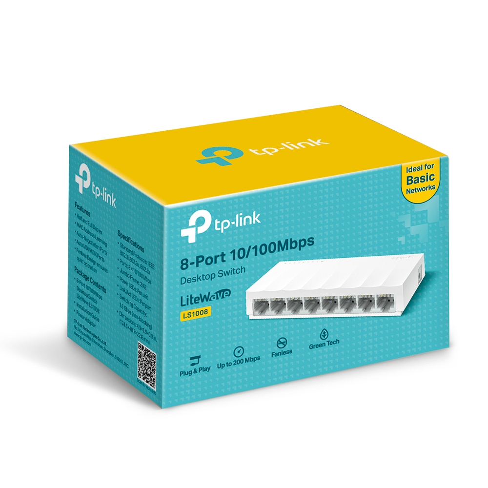 TP-Link LS1008 8 Port 10/100Mbps Fast Ethernet Yönetilemez Switch Plastik Kasa Plug & Play