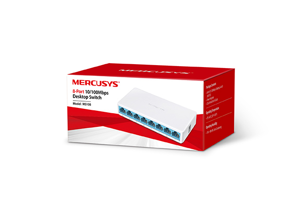 Mercusys MS108 8 Port 10/100Mbps Fast Ethernet Plastik Kasa Tak Çalıştır Network Switch