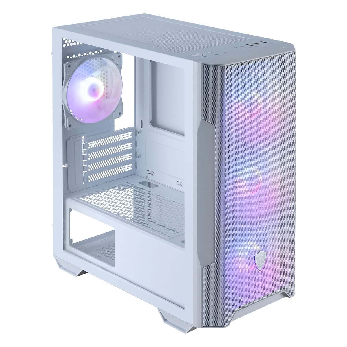 MSI MAG Forge M100R Temperli Cam Mesh 4x120mm ARGB Fan USB 3.2 Micro-ATX Tower Gaming Kasa, Beyaz