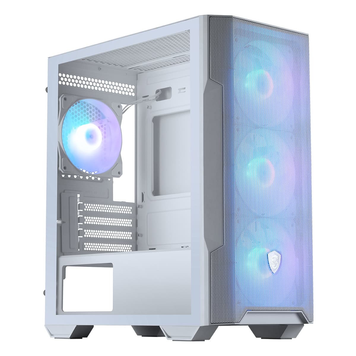 MSI MAG Forge M100R Temperli Cam Mesh 4x120mm ARGB Fan USB 3.2 Micro-ATX Tower Gaming Kasa, Beyaz