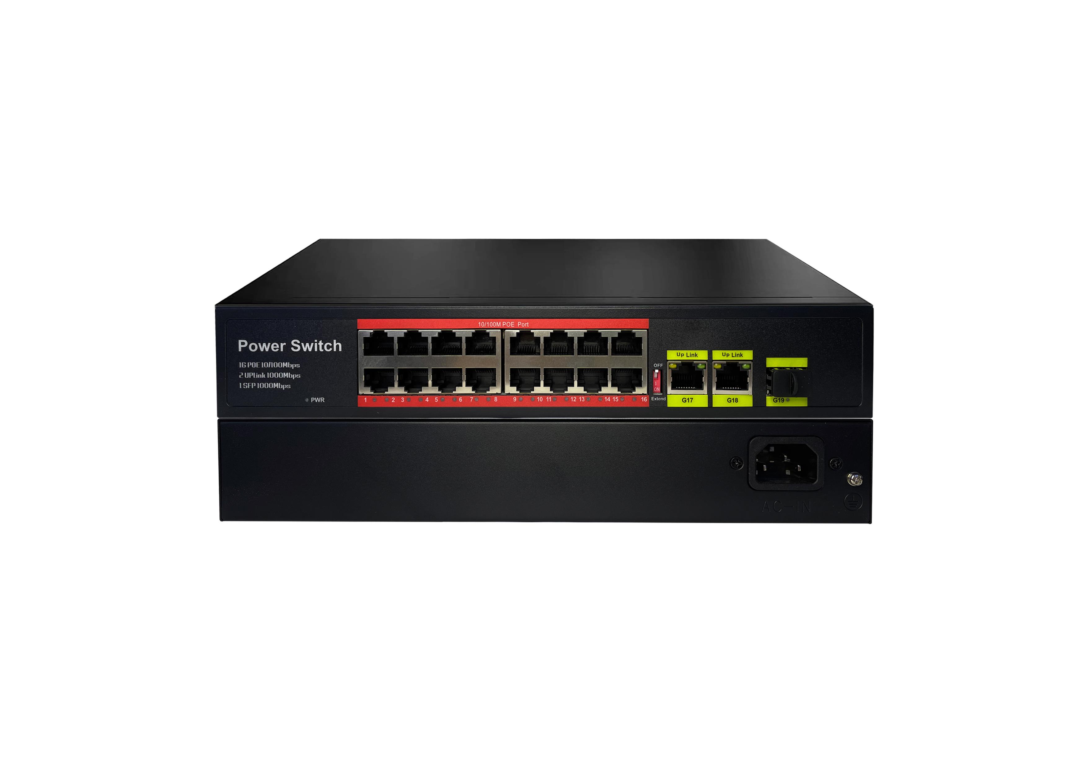 Uranium POE-1621SFP-200W 16 Port 10/100 2X Gigabit RJ45 1X SFP Uplink 200W Poe Switch