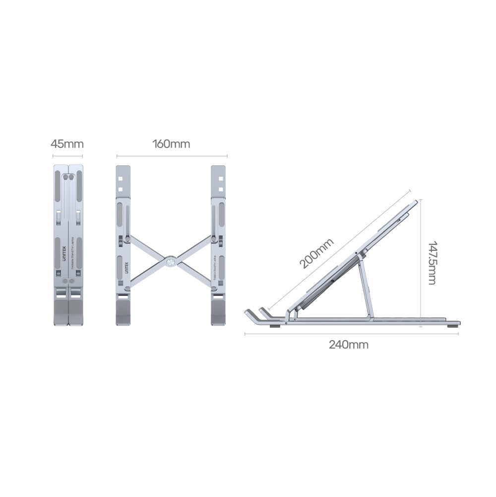 Unitek OT155SL Mekanik Katlanabilir Laptop Standı Ayarlanabilir Alüminyum Notebook Standı