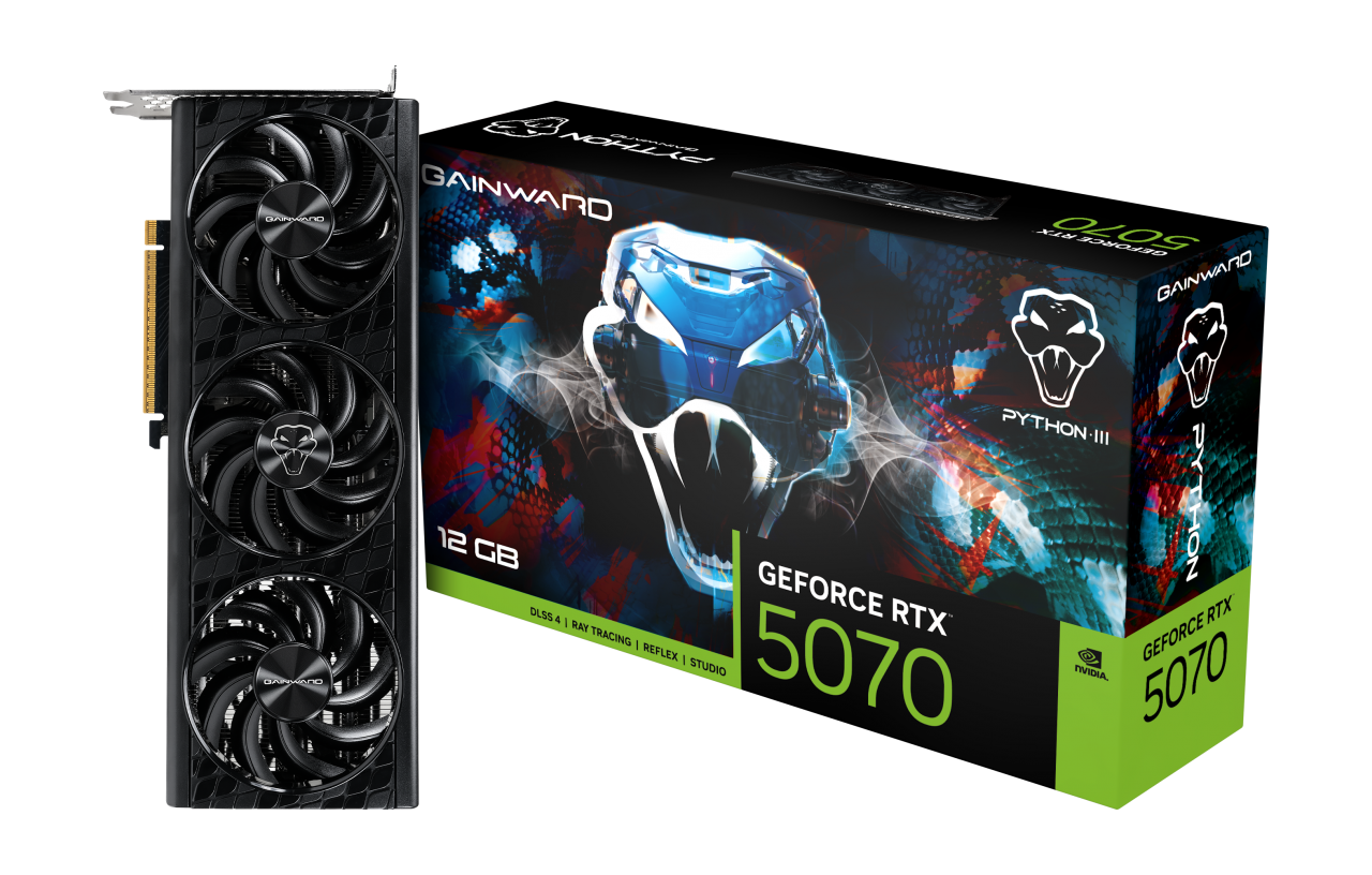 Gainward NE75070019K9-GB2050T GeForce RTX 5070 Python III 12GB GDDR7 192Bit 3 Fan DLSS 4 Ekran Kartı