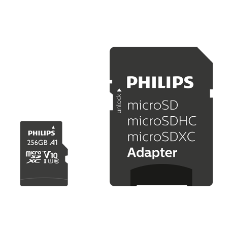 Philips FM25MP45B/00 256GB Micro SDXC UHS-I U1 Class 10 Hafıza Kartı 80MB/s SD Adaptörlü