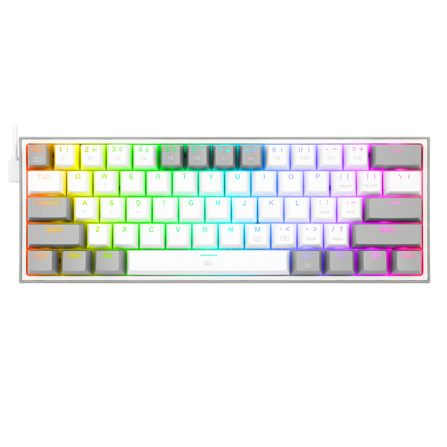 Redragon K617 Fizz RGB Red Switch TR Kablolu Mekanik Oyuncu Klavyesi, Gri Beyaz