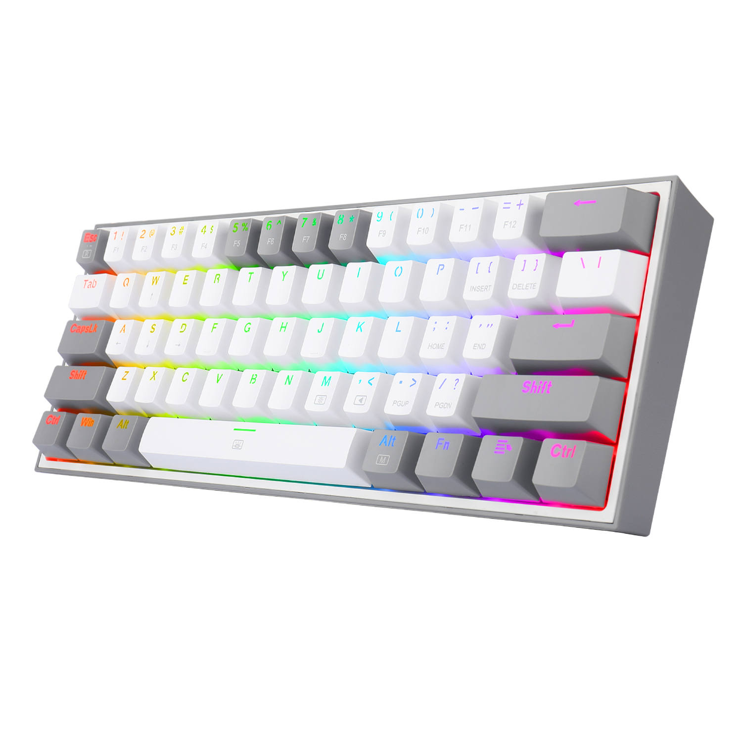 Redragon K617 Fizz RGB Red Switch TR Kablolu Mekanik Oyuncu Klavyesi, Gri Beyaz