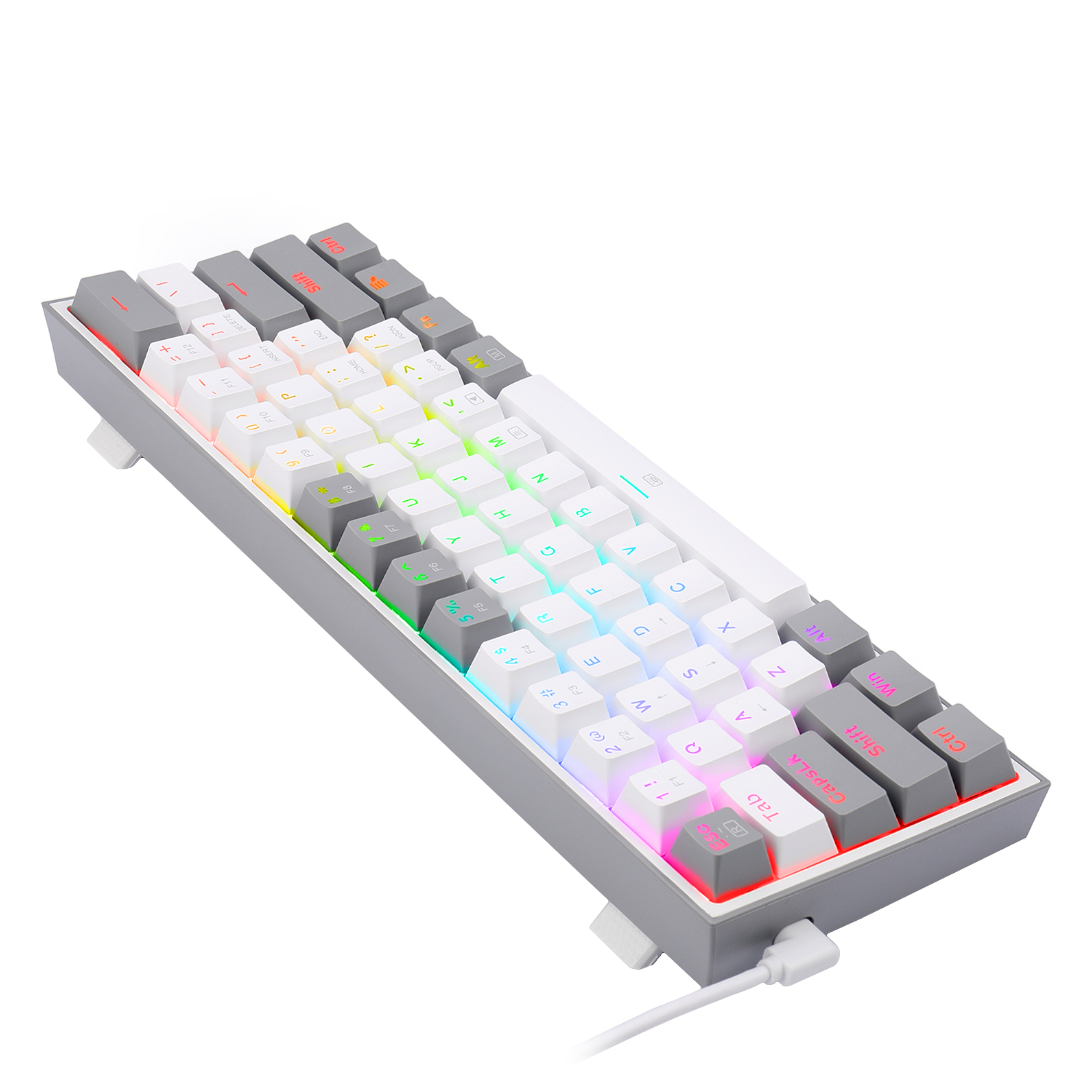 Redragon K617 Fizz RGB Red Switch TR Kablolu Mekanik Oyuncu Klavyesi, Gri Beyaz