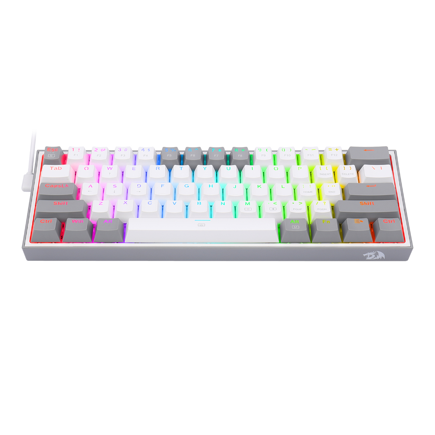 Redragon K617 Fizz RGB Red Switch TR Kablolu Mekanik Oyuncu Klavyesi, Gri Beyaz