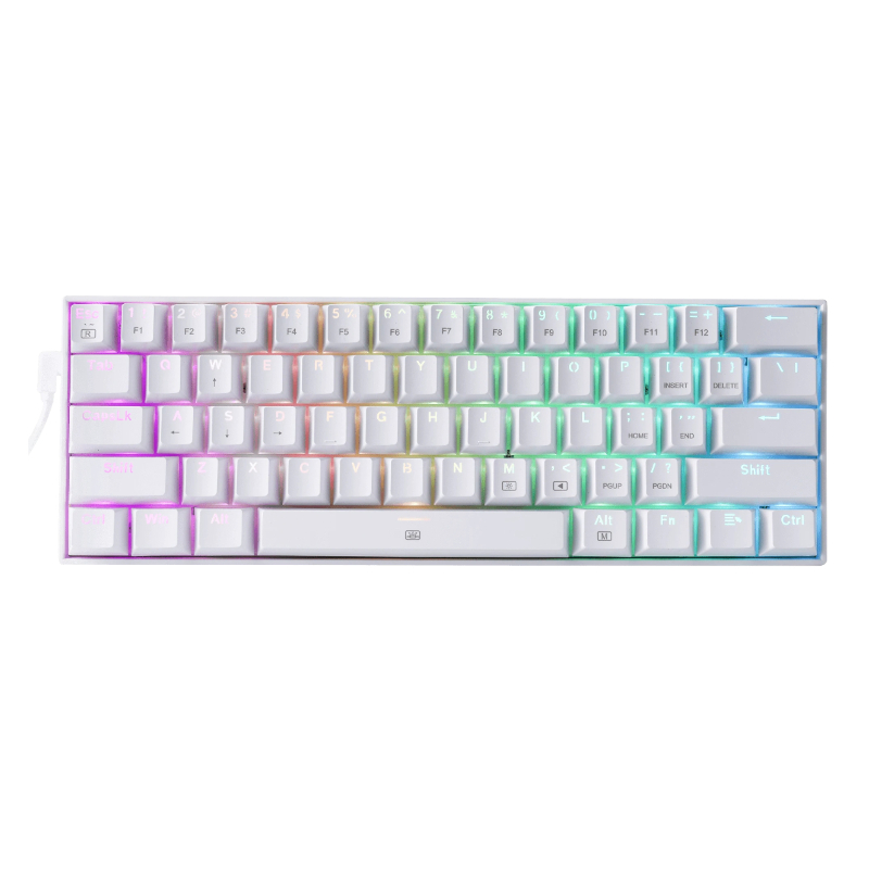 Redragon K630 Dragonborn RGB %60 TKL Blue Switch TR Kablolu Mekanik Oyuncu Klavyesi, Beyaz