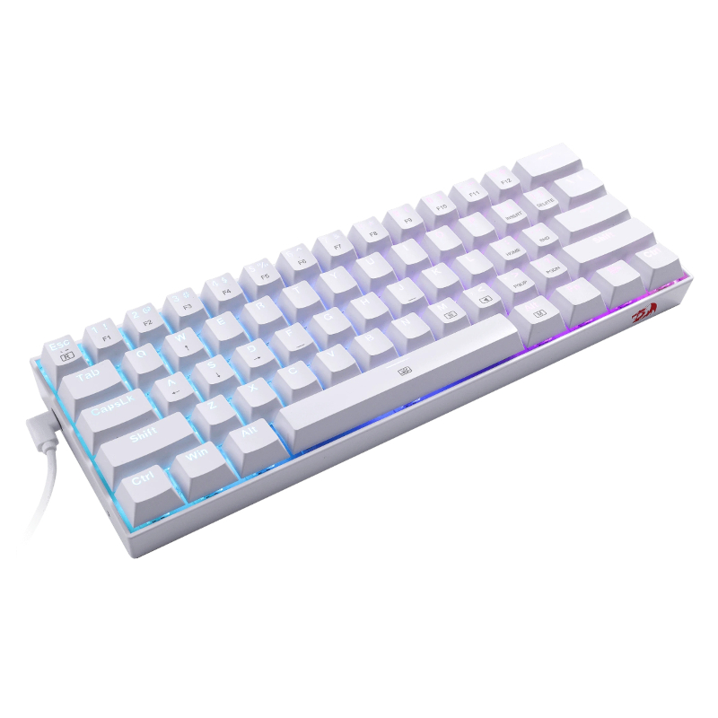 Redragon K630 Dragonborn RGB %60 TKL Blue Switch TR Kablolu Mekanik Oyuncu Klavyesi, Beyaz