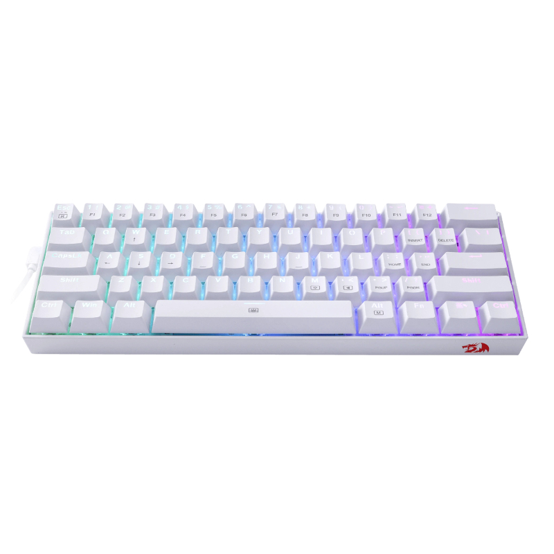 Redragon K630 Dragonborn RGB %60 TKL Blue Switch TR Kablolu Mekanik Oyuncu Klavyesi, Beyaz