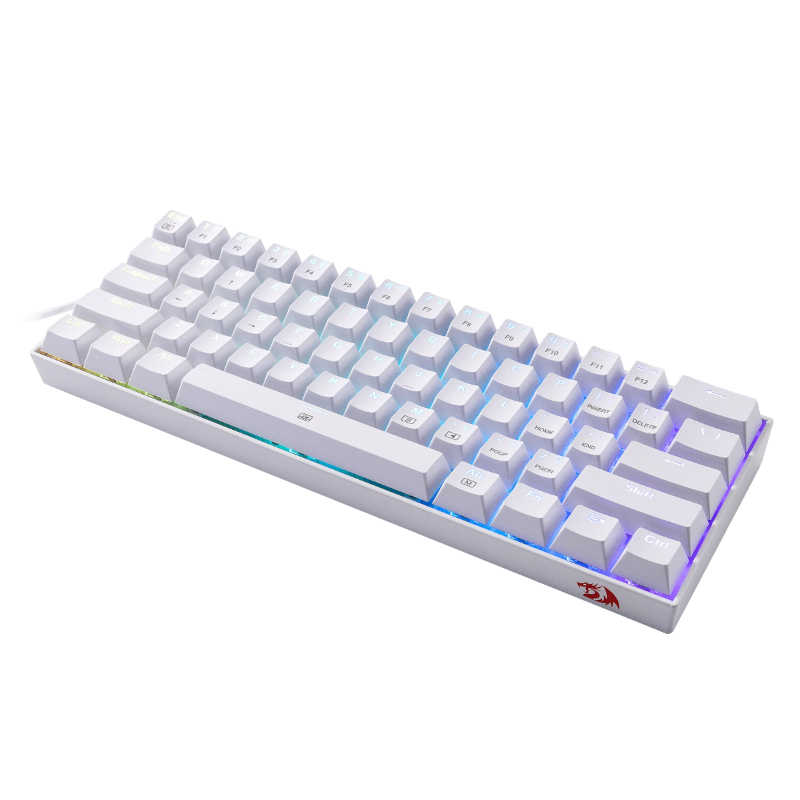 Redragon K630 Dragonborn RGB %60 TKL Blue Switch TR Kablolu Mekanik Oyuncu Klavyesi, Beyaz