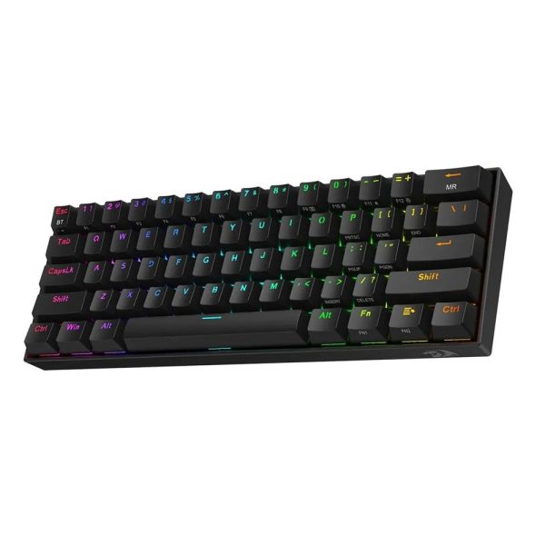 Redragon Draconic K530 Pro RGB %60 TKL Brown Switch TR Kablosuz Mekanik Oyuncu Klavyesi, Siyah